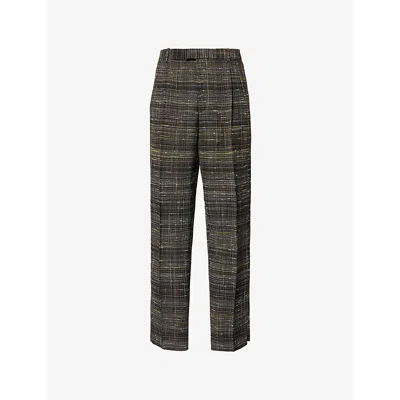 Bottega Veneta Mens Fondant Multicolour Pleated Two-slip-pockets Tapered-leg Relaxed-fit Woven-blend Trousers In Gray