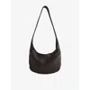 Bottega Veneta Black Crossbody Bag With Top Zip Closure And Intrecciato Motif In Leather Woman In Fondant-silver