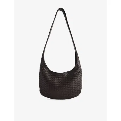 Bottega Veneta Brown Veneto Crossbody Bag In Black