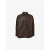 Bottega Veneta Mens Fondant Tobacco Relaxed-fit Intrecciato Leather Shirt In Brown