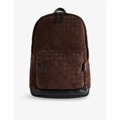 Bottega Veneta Mens Fondant/black-silver Intrecciato Suede Backpack