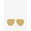 Bottega Veneta Mens Gold 6j000237 Bv1012s Pilot-frame Metal Sunglasses In Gold