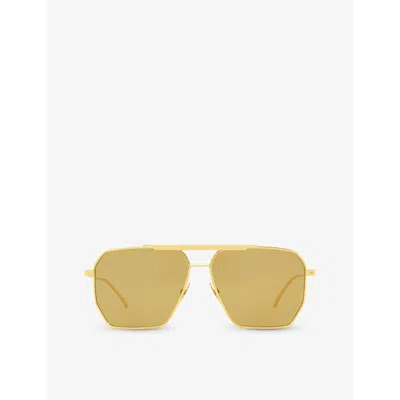 Bottega Veneta Mens Gold 6j000237 Bv1012s Pilot-frame Metal Sunglasses