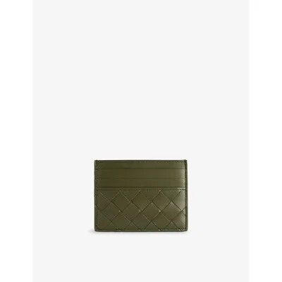 Bottega Veneta Mens Green Tw Intrecciato Leather Card Holder