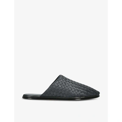 Bottega Veneta Weave Intrecciato Leather Mules In Grey/dark