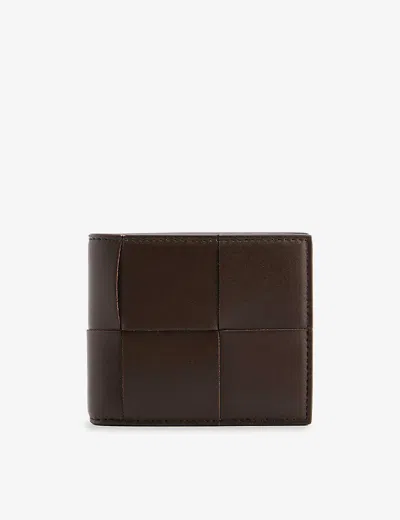 Bottega Veneta Mens Light Brown Silver Intrecciato Leather Wallet