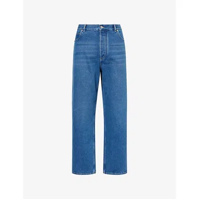 Bottega Veneta Mens Mid Blue Five-pocket Wide-leg Denim Jeans