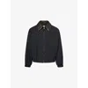 Bottega Veneta Mens Midnight Blue Intrecciato-collar Blouson Cotton-blend Jacket In Blue