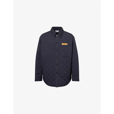 Bottega Veneta Mens Midnight Blue Padded Patch-pocket Cotton-blend Overshirt
