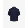 Bottega Veneta Blue Polo With Classic Collar And Embroidered Logo On The Front In Tone On Tone Cotto In Blue