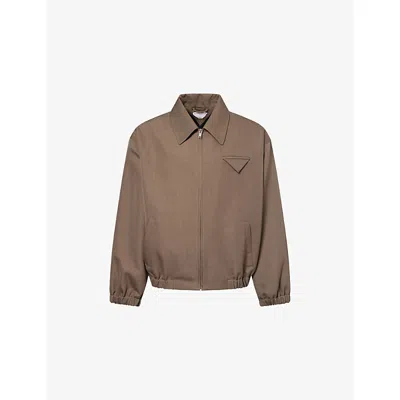 Bottega Veneta Wool-twill Blouson Jacket In Brown