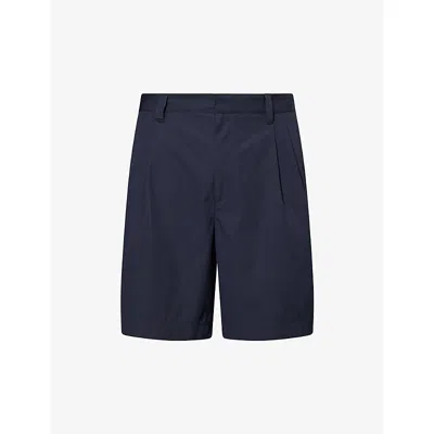 Bottega Veneta Mens Navy Compact Mid-rise Cotton-blend Shorts In Blue