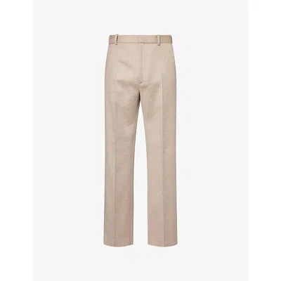 Bottega Veneta Mens Sandshell Melange Tailored Straight-leg Wool-cashmere Blend Trousers In Brown