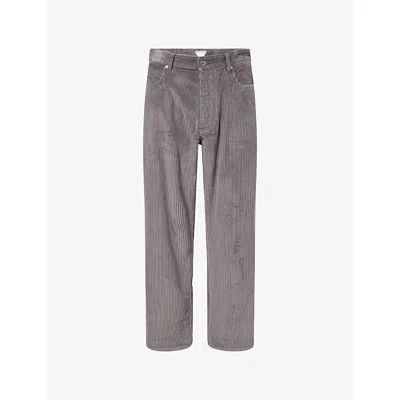 Bottega Veneta Mens Thunder Corduroy Straight-leg Cotton Trousers In Gray