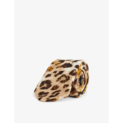 Bottega Veneta Mens  Leopard Print Leather T In Whit Beig Black Oran