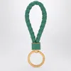 Bottega Veneta Mermaid Keyring In Woven Leather In Green