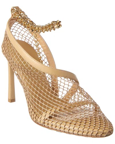Bottega Veneta Mesh & Leather Ankle Strap Sandal In Brown