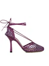 Bottega Veneta Mesh And Leather Décolleté In Purple