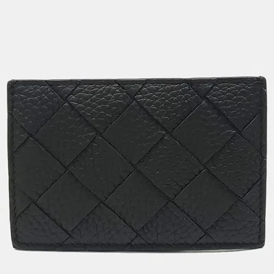 Pre-owned Bottega Veneta Mesh Black Leather Card Holder