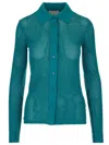 Bottega Veneta Mesh Cardigan In Petrol Color In Blue