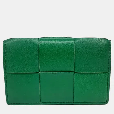 Pre-owned Bottega Veneta Mesh Card Holder In Green