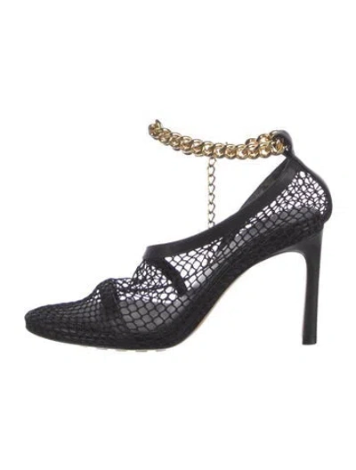 Pre-owned Bottega Veneta Mesh Chain-link Accents Pumps In Black