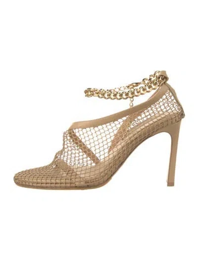 Pre-owned Bottega Veneta Mesh Chain-link Accents Pumps In Neutral
