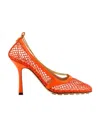 Bottega Veneta Orange Mesh Stretch Pumps In Red
