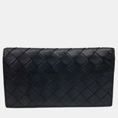 Pre-owned Bottega Veneta Mesh Long Wallet In Black