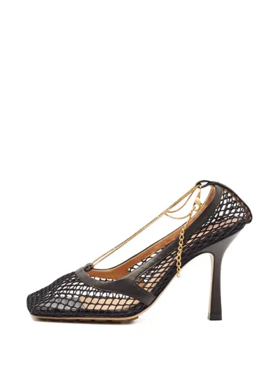 Pre-owned Bottega Veneta 100mm Mesh Pumps In Black