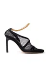 Bottega Veneta Meshed Sandals With Gold-toned Chain Fastening In Nero