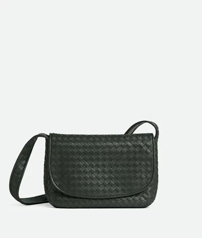 Bottega Veneta Leather Intrecciato Veneto Messenger Bag In Green