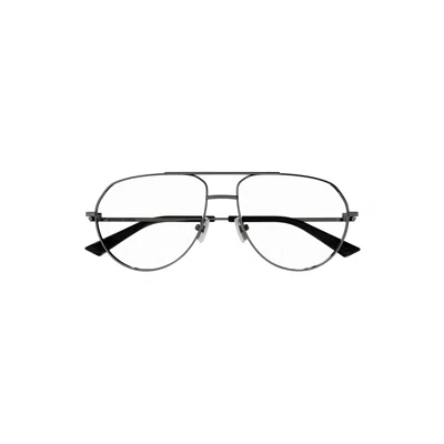 Bottega Veneta Metal Aviator Eyeglasses In Silver
