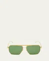 Bottega Veneta Metal Aviator Sunglasses In Gold