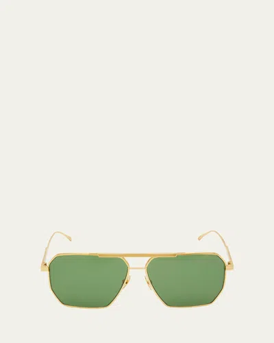 Bottega Veneta Metal Aviator Sunglasses In Gold