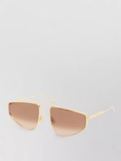 Bottega Veneta Metal Aviator Sunglasses Side Shields Detail In Brown