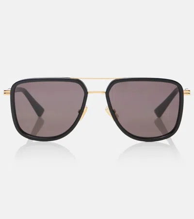 Bottega Veneta Metal Combi Aviator Sunglasses In Black