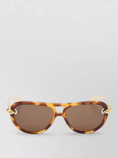 Bottega Veneta Metal Cutout Aviator Sunglasses In White
