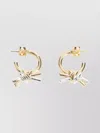 Bottega Veneta Intertwined Brass Hoop Earrings With Decorative Knot In Gold