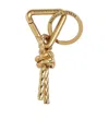 Bottega Veneta Gold Metal Knot Keychain In Nude