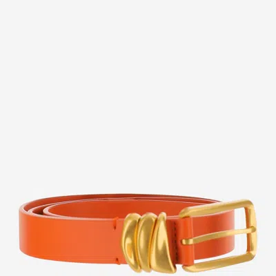 Bottega Veneta Metal Loop Belt In Orange