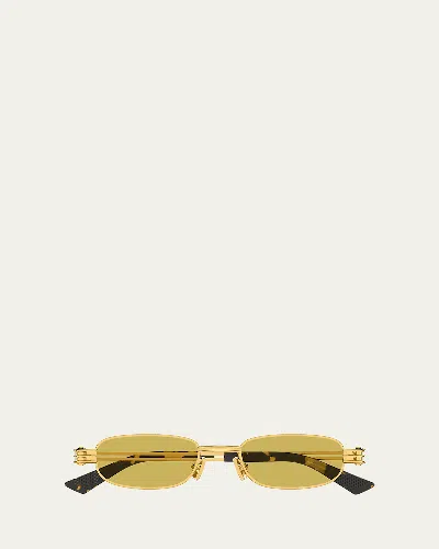 Bottega Veneta Metal Rectangle Sunglasses In Gold