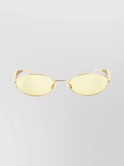 Bottega Veneta Metal Round Frame Sunglasses With Fish Temples In Yellow