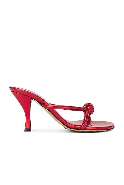 Bottega Veneta Blink Metallic Knot Slide Sandals In Chili