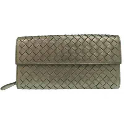 Pre-owned Bottega Veneta Metallic Brown Leather Long Wallet (bi-fold) ()