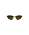Bottega Veneta Metallic Cat-eye Frame Sunglasses In Brown
