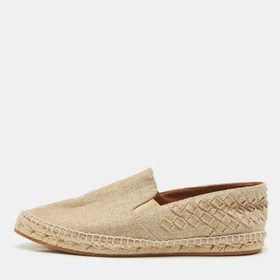 Pre-owned Bottega Veneta Metallic Gold Intrecciato Canvas Espadrille Flats Size 38