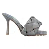 Bottega Veneta Intrecciato Metallic Leather Mules In Gray