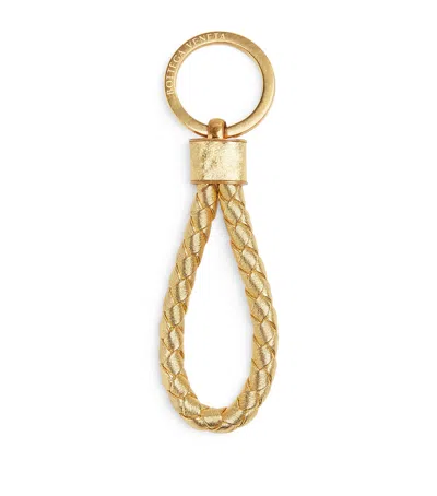 Bottega Veneta Metallic Leather Intreccio Keyring