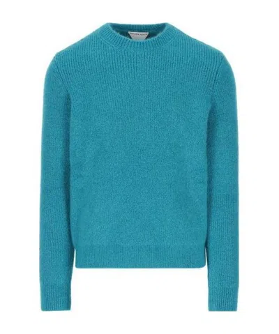 Bottega Veneta Metallic-sheen Purl-knit Jumper In Blue